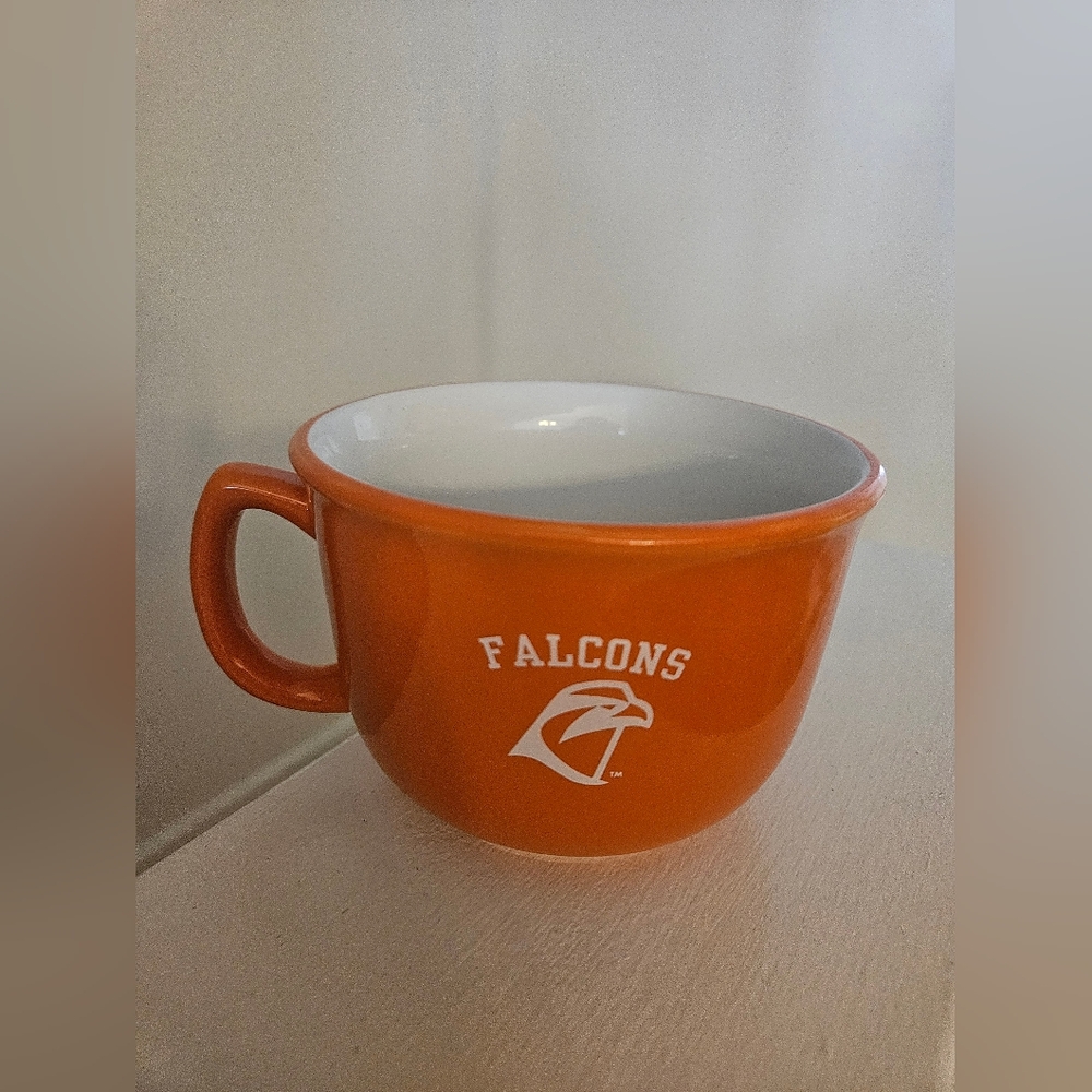 Used Orange & White Falcons XL Mug. Perfect for football fans.